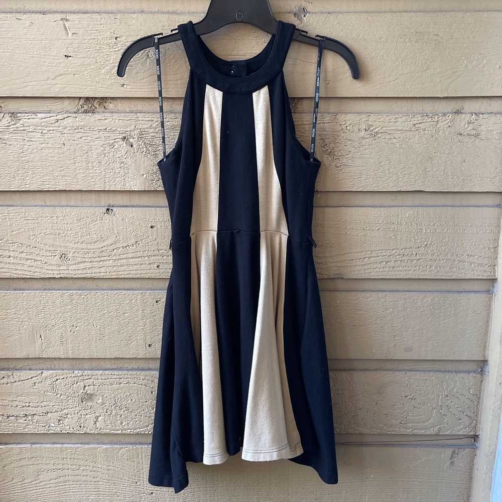XoXo Black and Tan Fit and Flare Juniors Dress